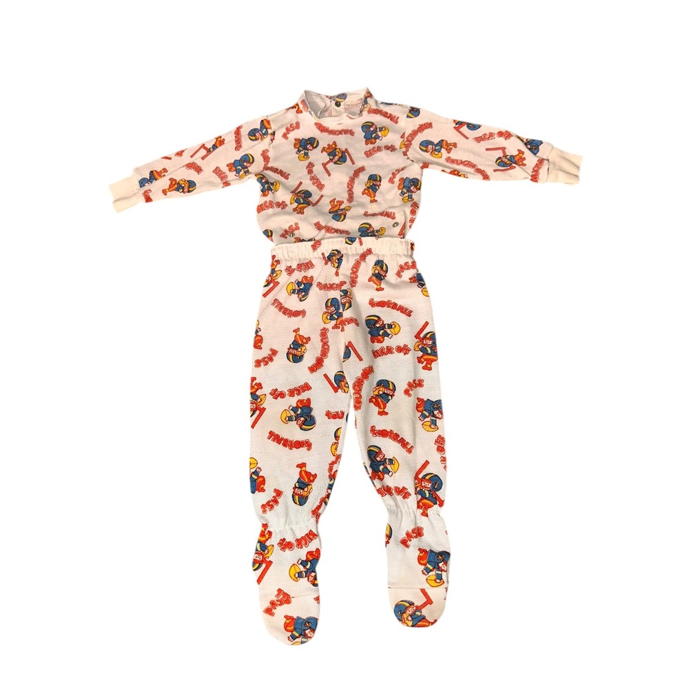 Carter's Two Piece Snap Footed Vintage Football Themed Pajamas‎ Size 12 Months